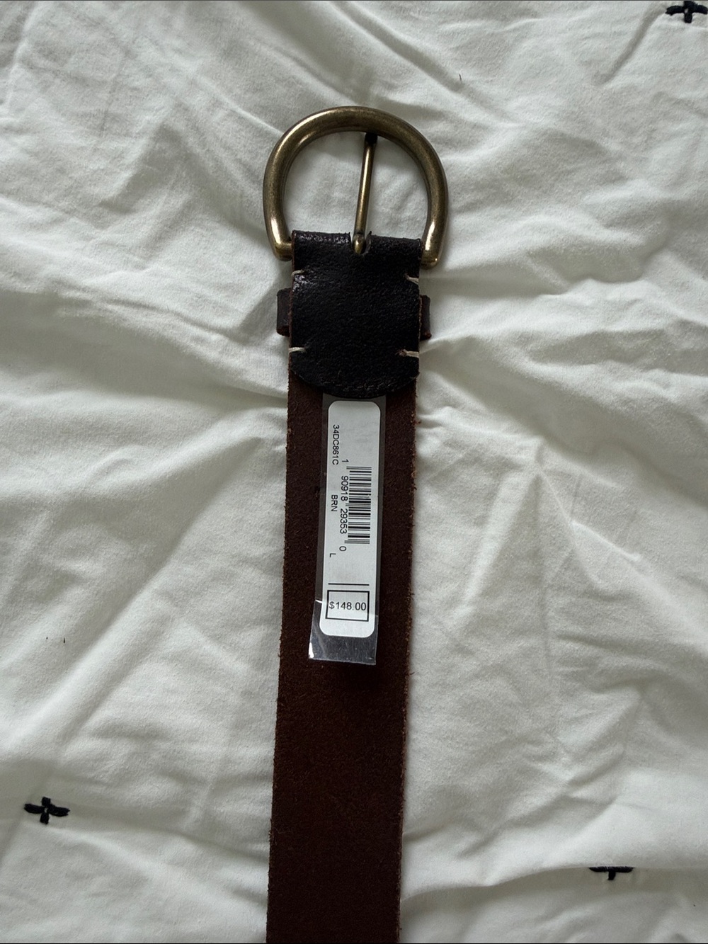 Frye Brown Suede Leather Belt with Brass Buckle